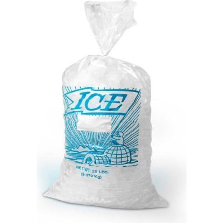 LK PACKAGING Printed Metallocene Ice Bags W/ Drawstring, 11-1/2"W x 18"L, Clear, 1.2 Mil, 500/Pack H18PDS